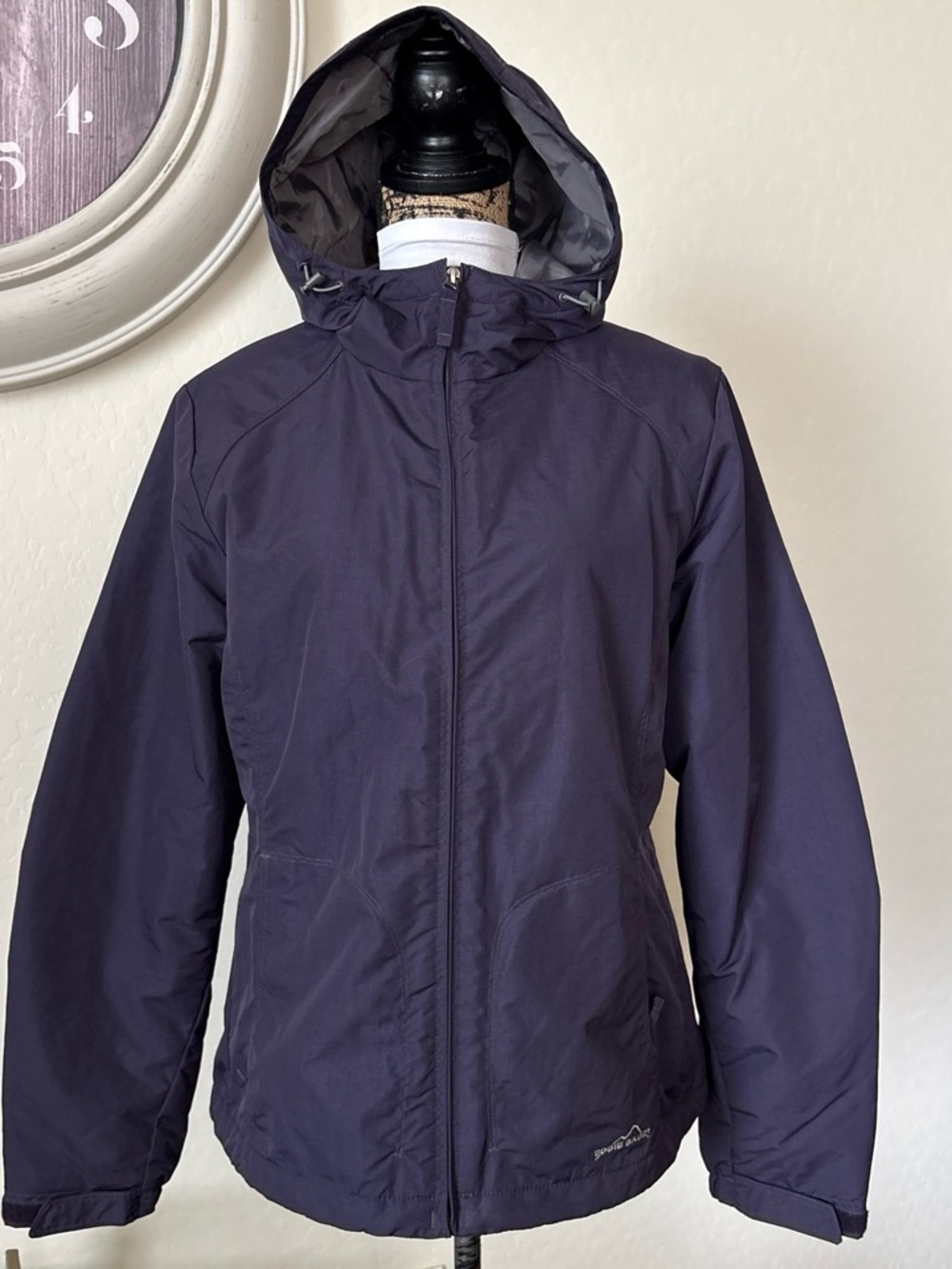 Eddie Bauer Womens Purple Thermore Insulated Fleece Lined Hooded Jacket. M
